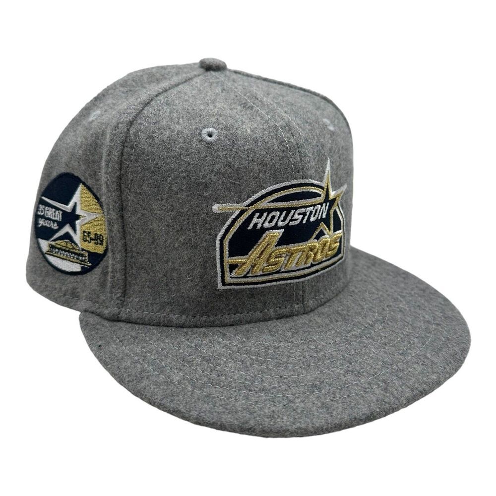 New Era 59Fifty Houston Astros Hat Cap Size 7 1/4 Gray Melton Wool Fitted MLB